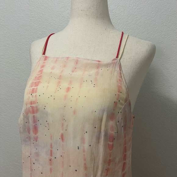 Free People Remember When Maxi Top Tunic Tie Dye Ivory Pink - Picture 3 of 10